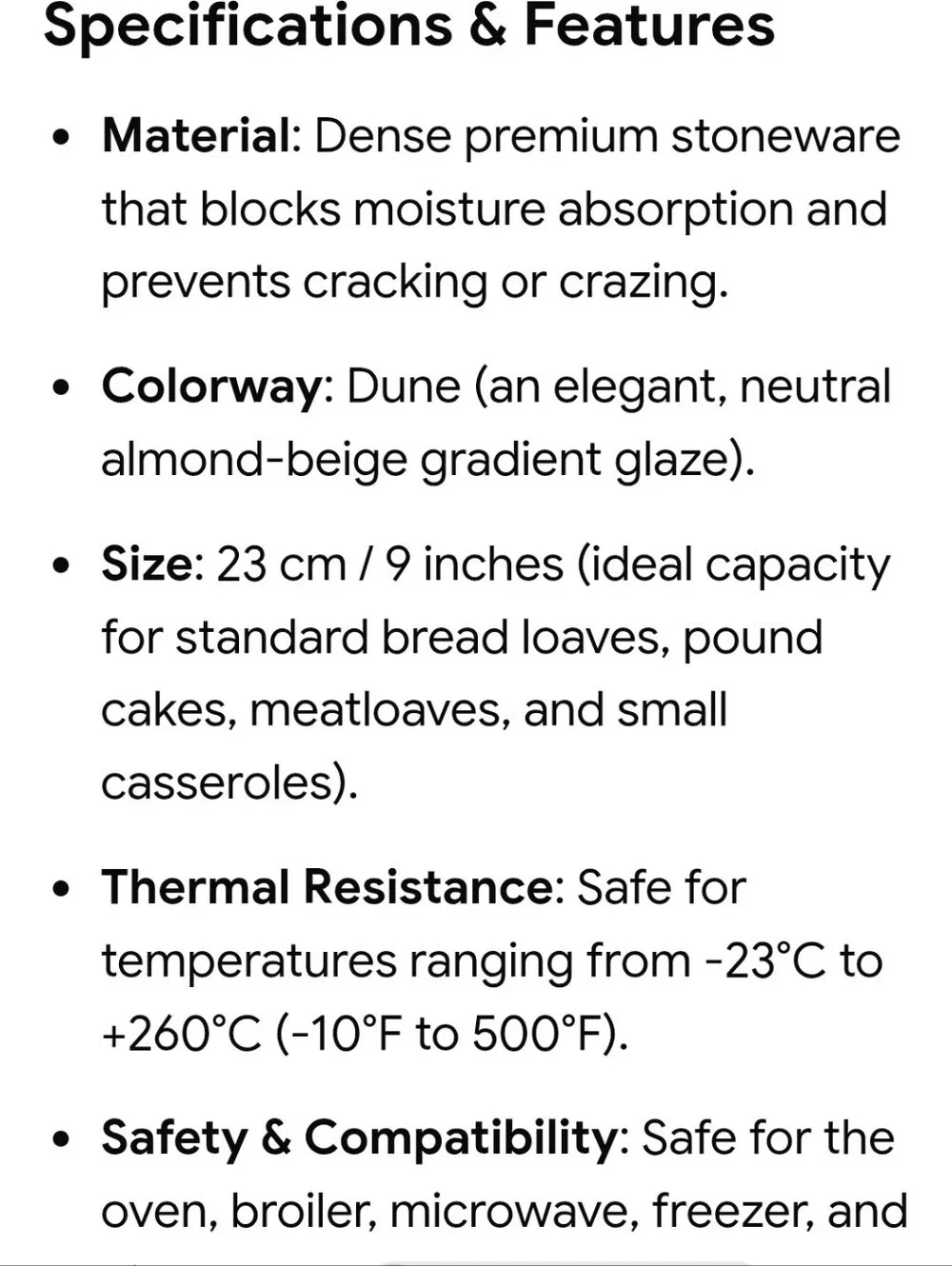 Le Creuset 23cm Ceramic Loaf Baking Dish- Dune